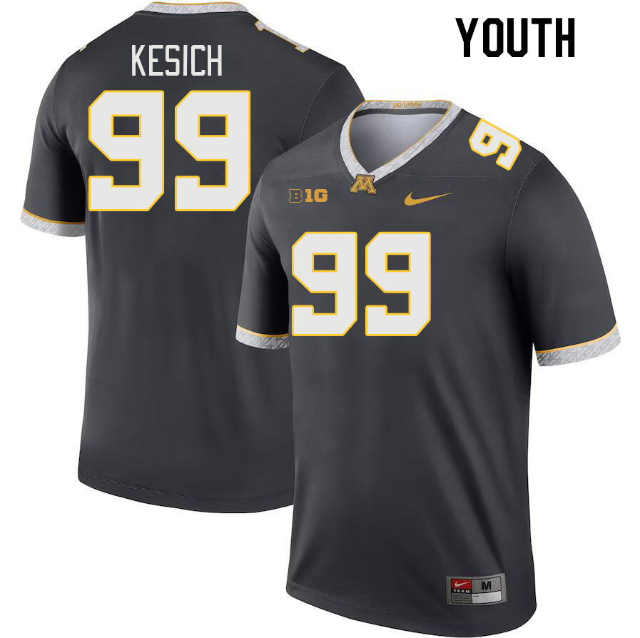 Youth #99 Dragan Kesich Minnesota Golden Gophers College Football Jerseys Stitched-Charcoal